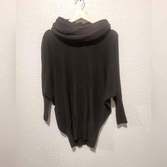 Anthropologie Between Me & You Black Cowl Neck Wool Blend Batwinged Knit Sweater - Picture 1 of 5
